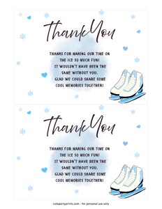 Ice Skating Thank You Card (Blue)