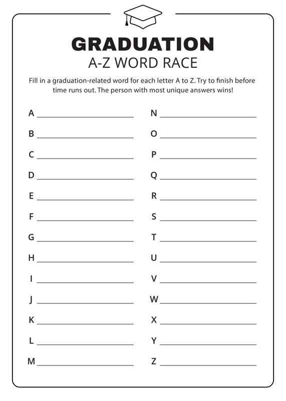Graduation A-Z Word Race