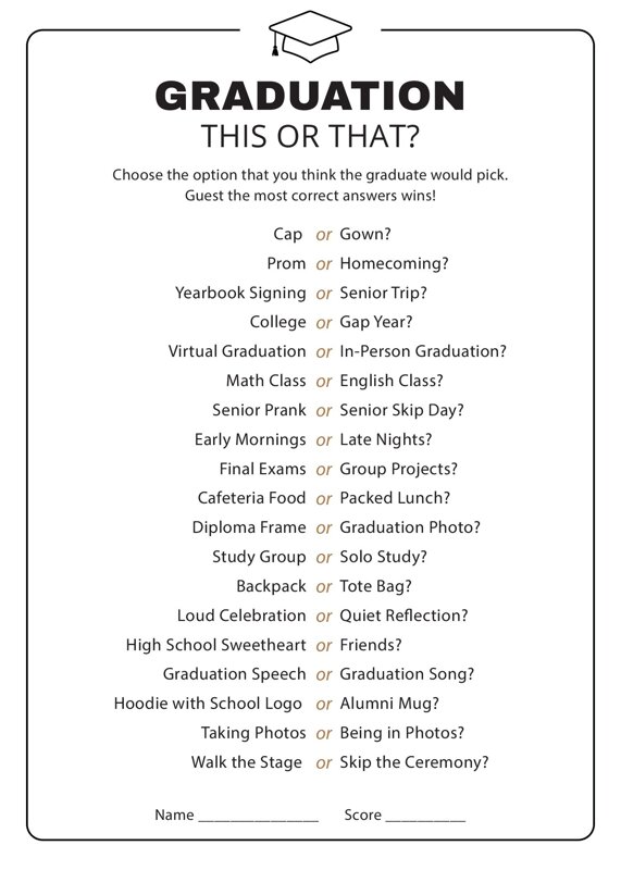 Graduation This or That