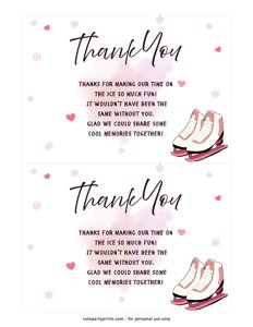 Ice Skating Thank You Card (Pink)