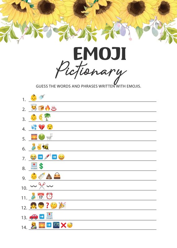 Sunflower Baby Emoji Pictionary Game