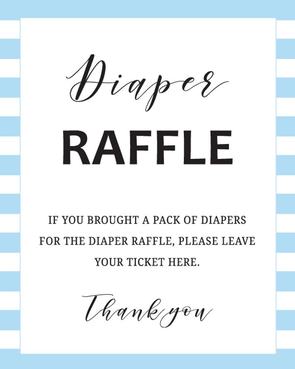 Blue Diaper Raffle Table Sign
