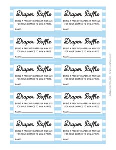Blue Diaper Raffle Tickets