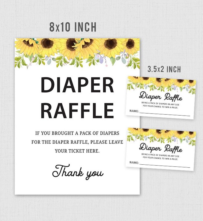 Sunflower Diaper Raffle Tickets