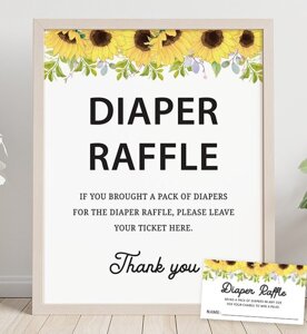 Sunflower Diaper Raffle Sign