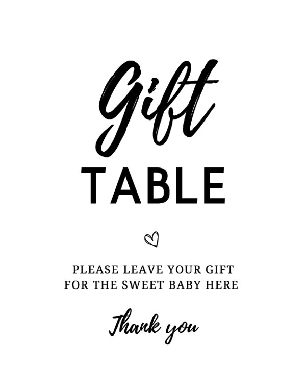 Gifts Table Sign