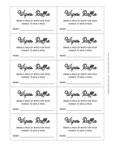 Wipes Raffle Tickets Template