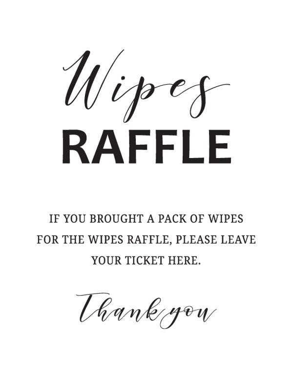 Wipes Raffle Sign