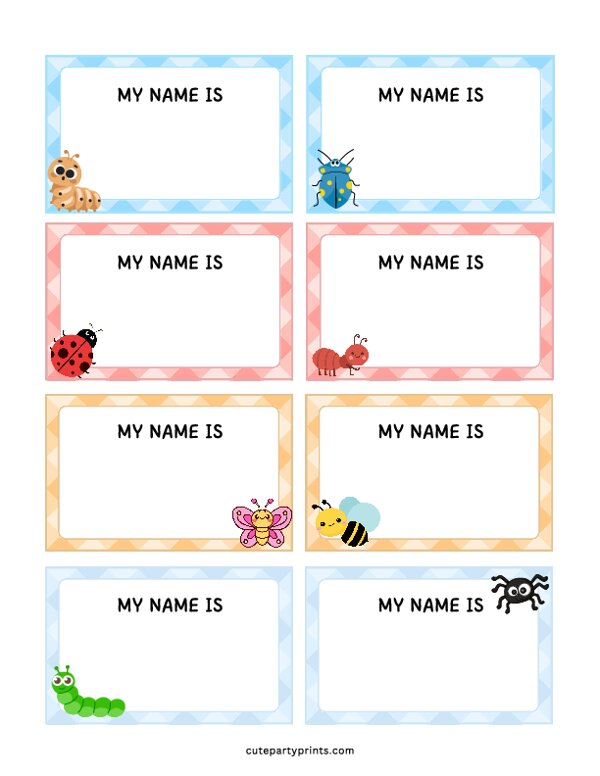 Bugs Name Tags