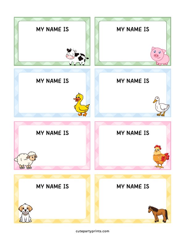 Farm Animal Name Tags