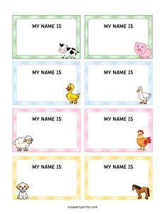 Farm Animal Name Tags