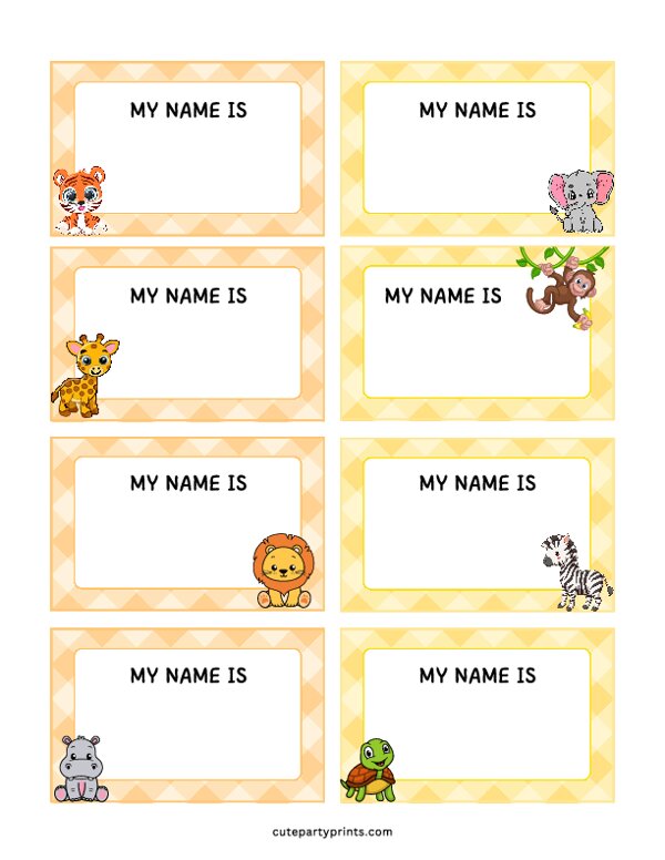 Forest Animal Name Tags