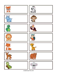 Jungle Animal Name Tags