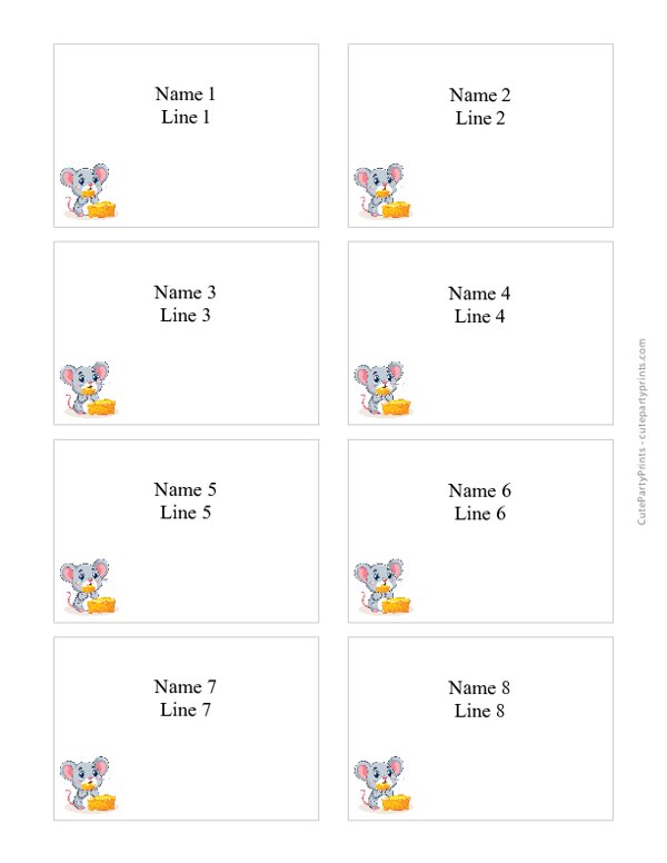 Mouse and Cheese Name Tags (Editable)
