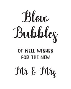 Blow Bubbles of Well Wishes Bridal Shower Sign