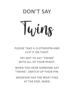 Dont Say Twins Game Sign