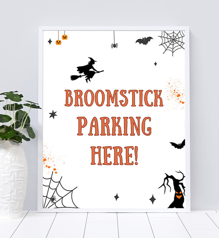 Halloween Broomstick Parking Here Sign