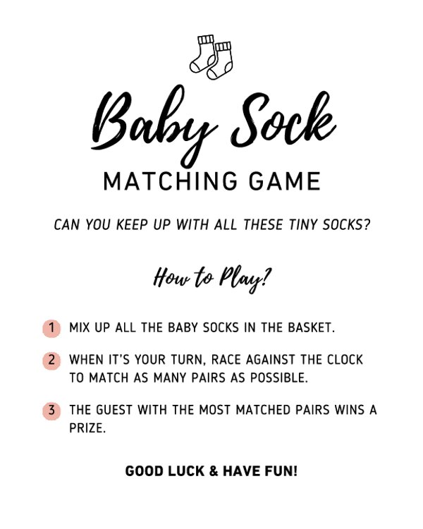 Baby Sock Matching Game Sign