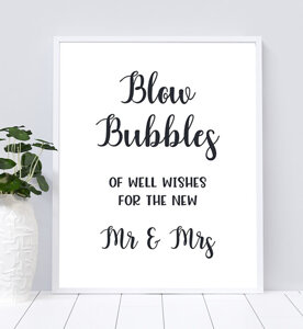 Blow Bubbles of Well Wishes Bridal Shower Sign