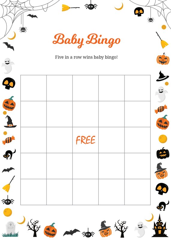 Halloween Baby Shower Bingo - Blank