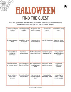 Halloween Find the Guest Bingo