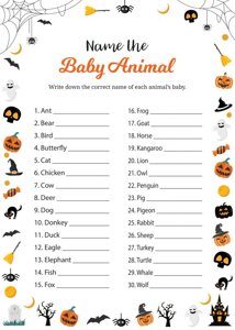 Halloween Name That Baby Animal