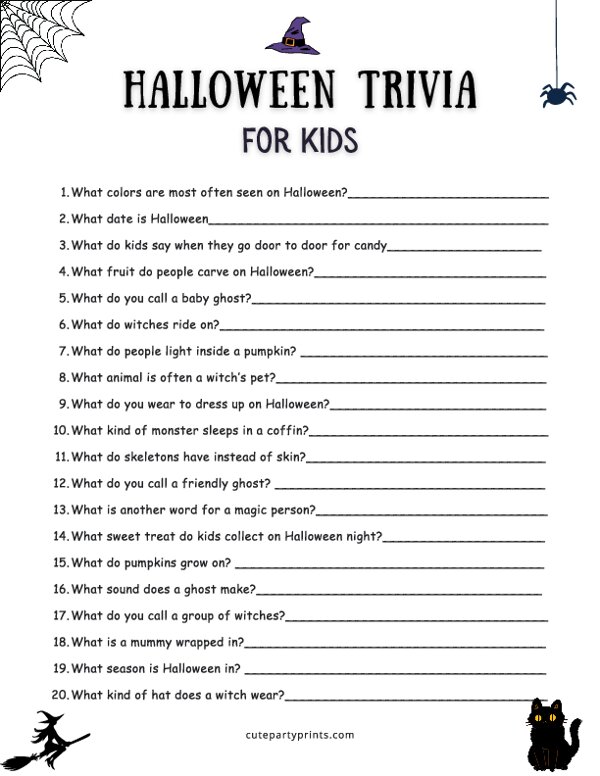 Halloween Trivia Quiz for kids