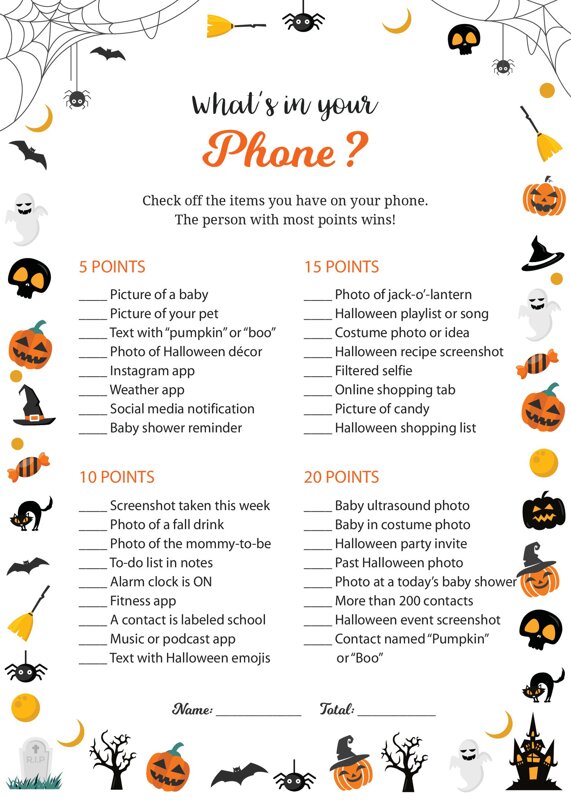 Halloween Whats in Your Phone Game