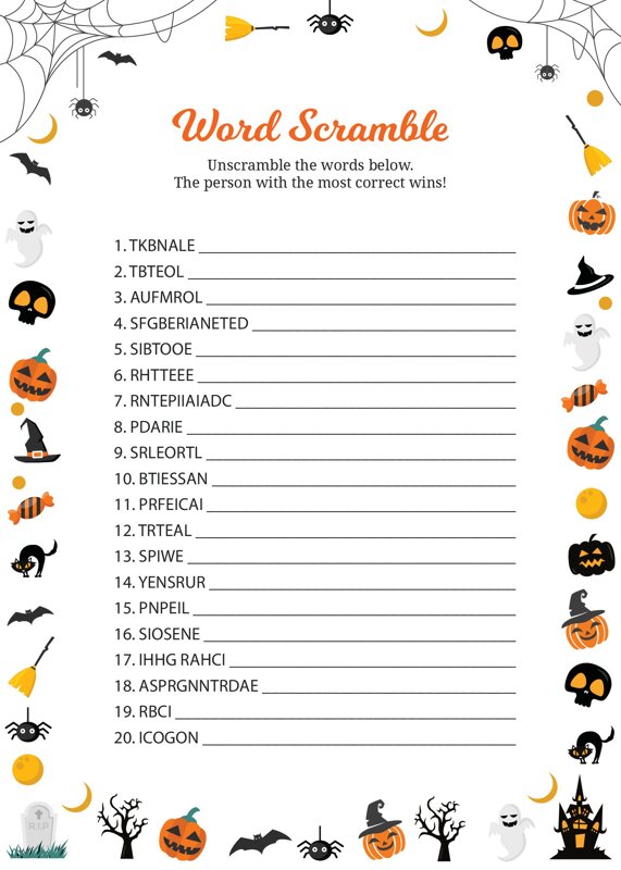 Halloween Word Scramble game