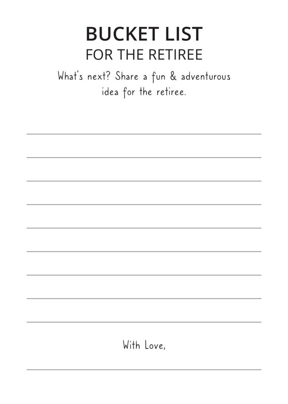 Retirement Bucket List Cards