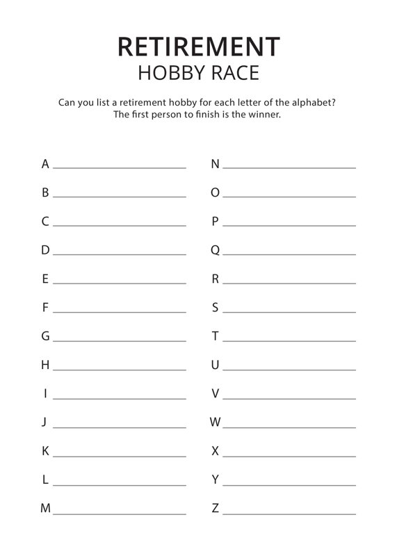 Retirement Hobby Race Game