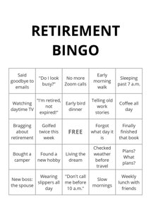 Retirement Bingo Game