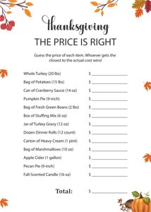 Thanksgiving The Price Is Right