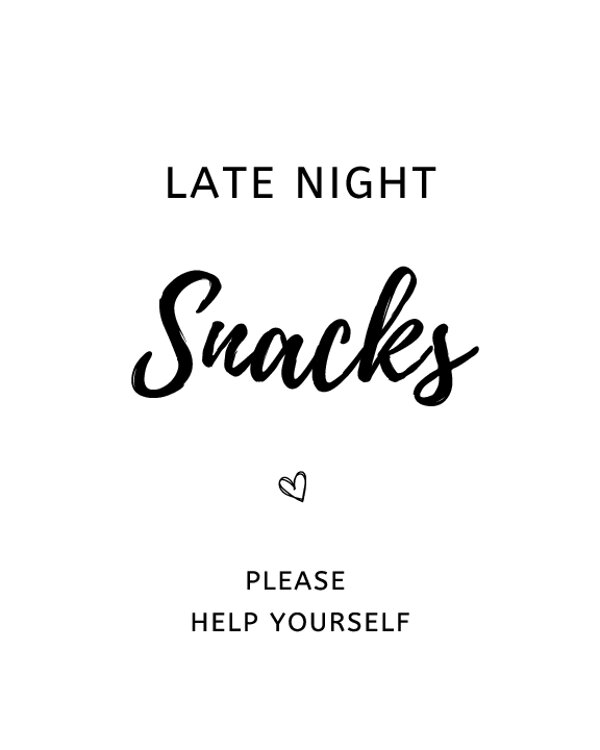 Late Night Snacks Wedding Sign