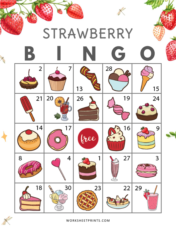 Strawberry Bingo Cards (Picture Bingo)