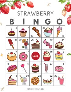 Strawberry Bingo Cards (Picture Bingo)