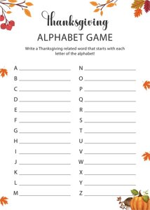 Thanksgiving Alphabet Game