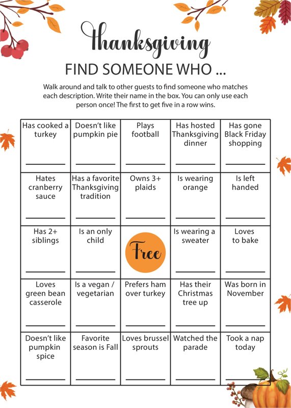 Thanksgiving Find Someone Who