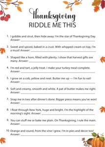 Thanksgiving Riddle Me This