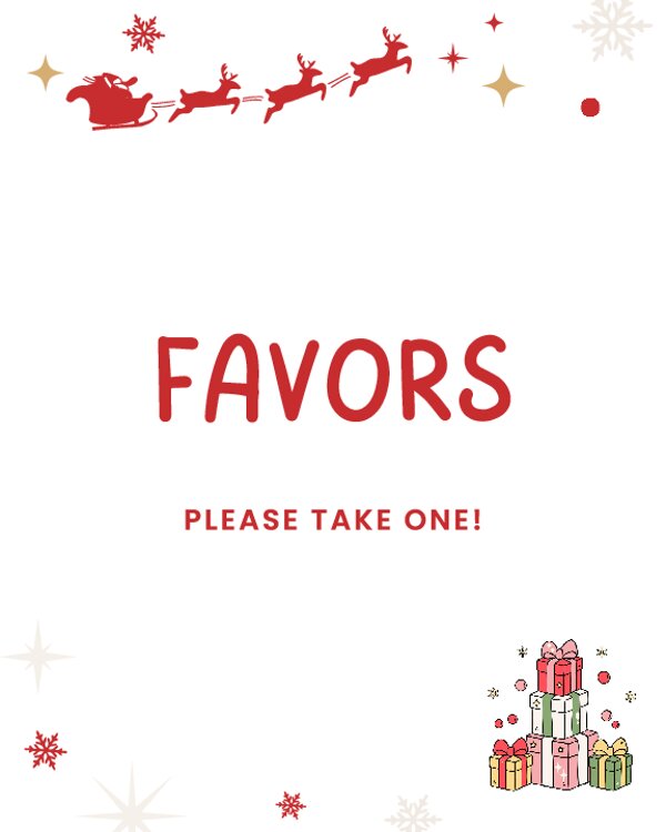 Christmas Favors Table Sign