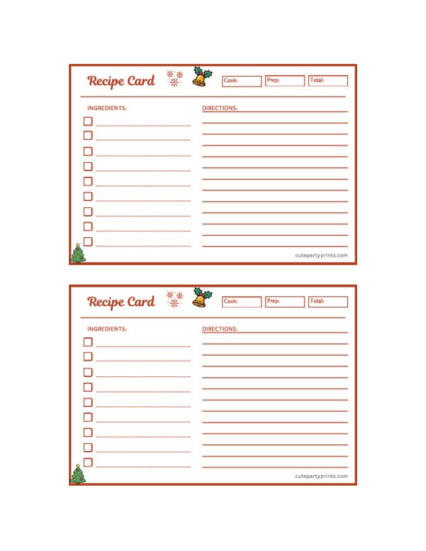 Christmas Recipe Card Template