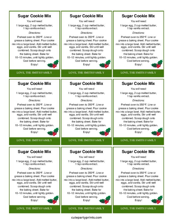 Editable Christmas Food Recipe Labels