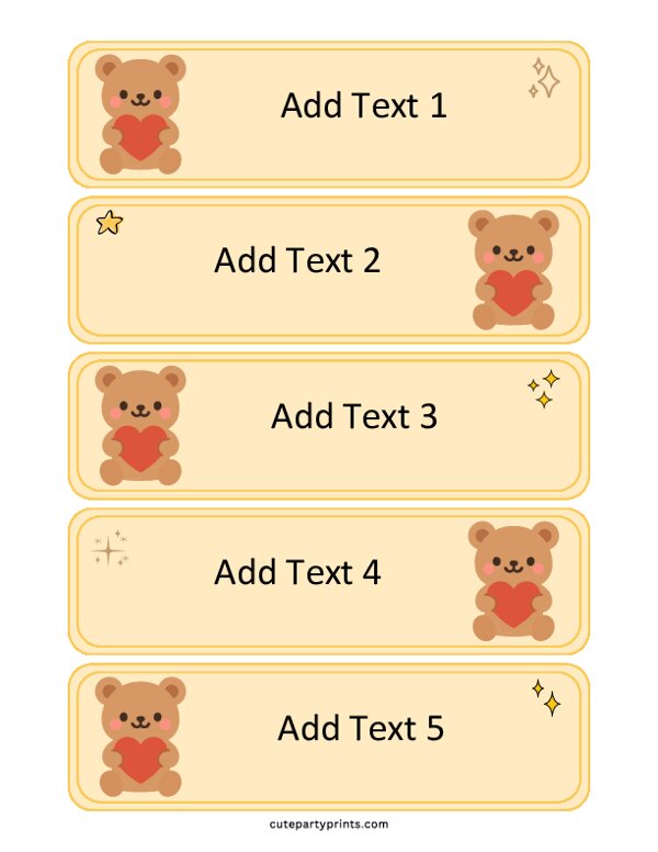 Cute Bear Name Tags (Editable)