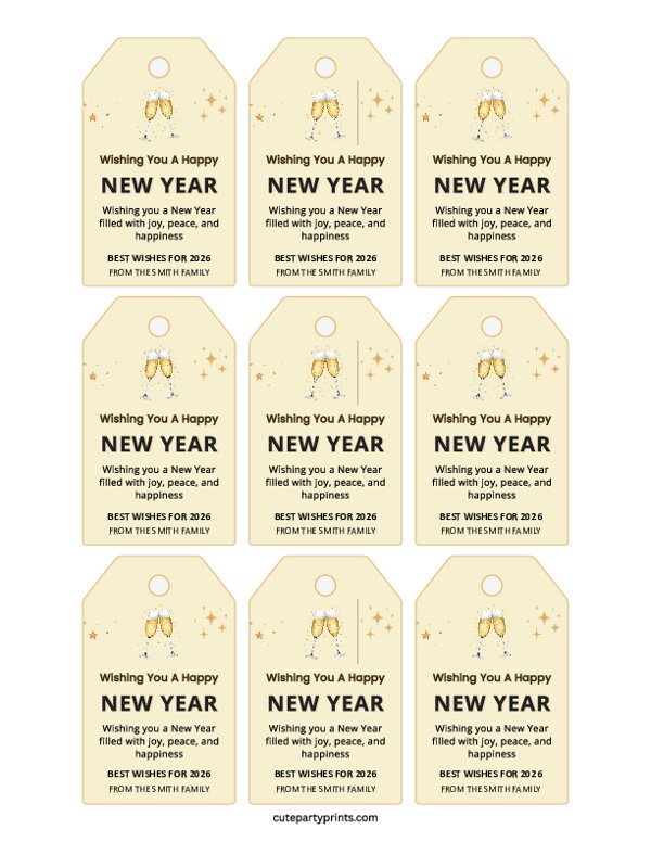 Editable Happy New Year Tags