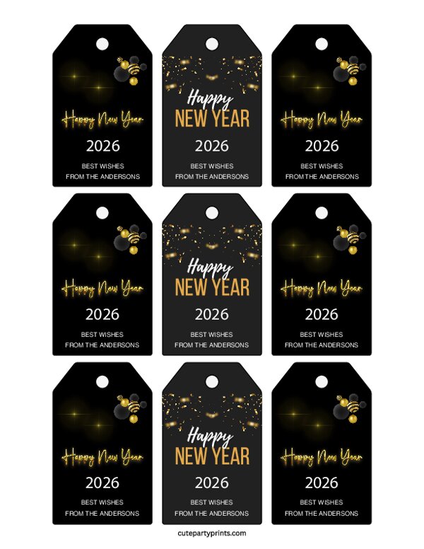 Editable New Year tag Template