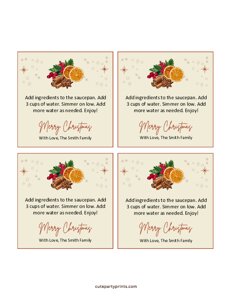 Simmer Pot Gift Tag Template