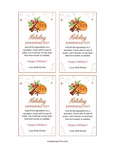 Holiday Simmering Potpourri Gift Tags