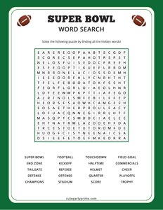 Super Bowl Word Search Game