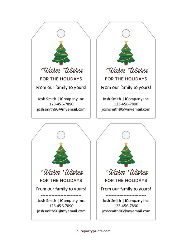 Warm Wishes Tag Template