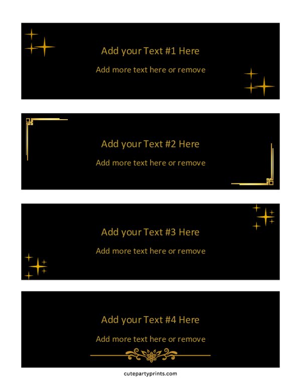 Black & Gold Name Label Template (Editable)